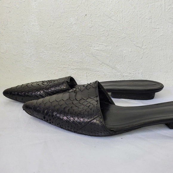 NARCISO RODRIGUEZ Mules Womens Size 7 US Snake Leather Pointy Toee Flat Shoes - Picture 7 of 12